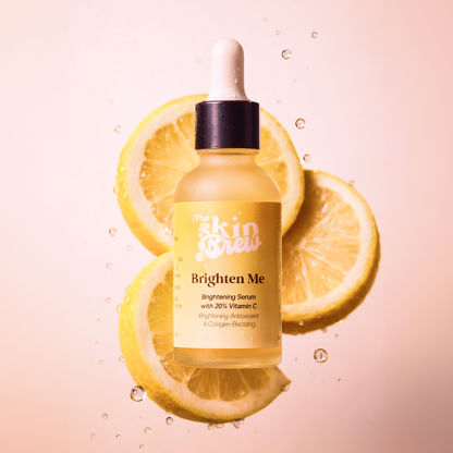 vitamin c serum bottle with lemon slices 